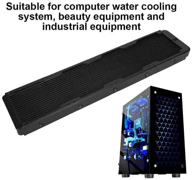 Alt view image 4 of 7 - 480mm Aluminum Liquid Cooling Radiator, 18-Tube G1/4 Thread Heat Exchanger Water Air Cooled Heatsink, Fast Heat Dissipation Desktop PC Radiator for CPU GPU Custom Water Cooling Loop