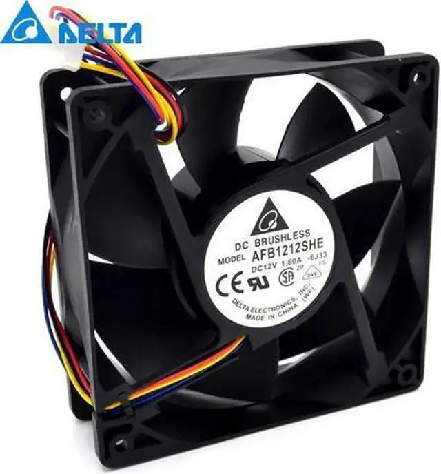 Alt view image 5 of 6 - AFB1212SHE 12038 Cooling Fan, 120mm×38mm DC 12V 1.6A 4-Pin PWM Brushless Fan with 40cm Long Cable, Delta High Airflow Fan for Server Cabinet & Industrial Cooling