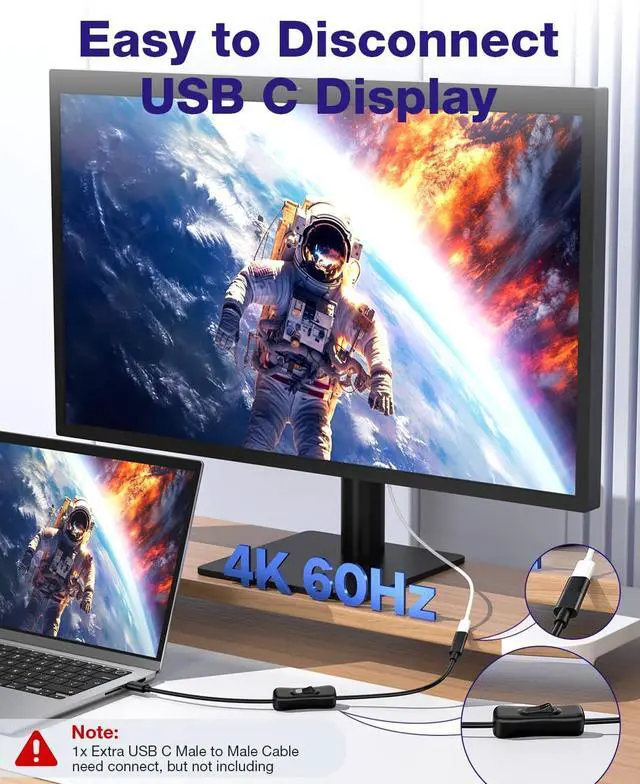 Alt view image 4 of 7 - AJMRTC 1ft USB 3.1 Gen1 Type-C Male to Female Extension Cable with On/Off Power Switch, Full Function USB-C Extender Cord Support 10Gbps Data, 4K Video Output & PD Fast Charging for Laptop Phone Table