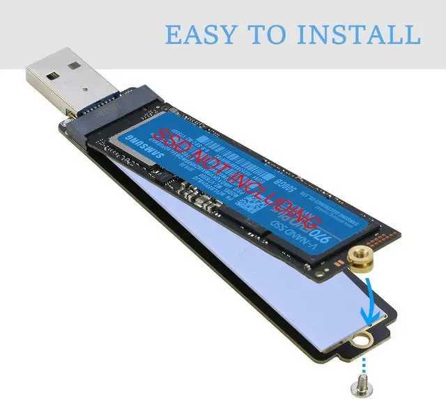 Alt view image 3 of 6 - AJMRTC M.2 to USB 3.1 Gen1 Adapter, NVMe & SATA NGFF SSD Reader Card, Dual Protocol Converter Support M Key PCIe NVMe SSD / B+M Key SATA M.2 External Enclosure Dock for 2230 2242 2260 2280 Drives