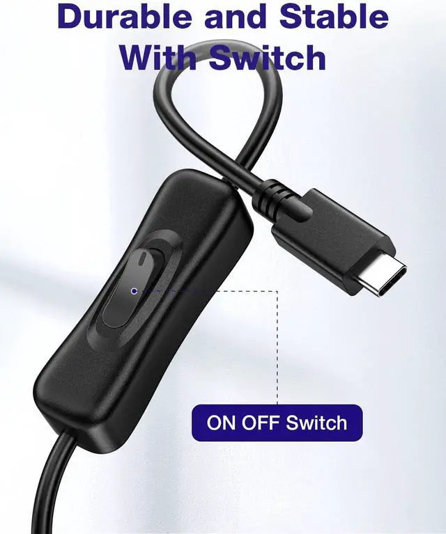 Alt view image 4 of 7 - AJMRTC 3.3FT USB Type-C to C Cable with On Off Switch, USB 3.1 Gen1 Full Function Extender Cord, 10Gbps Data, 4K Video & 20V 3A PD Charging Compatible with USB-C Laptop, Smartphone, Docking Hub