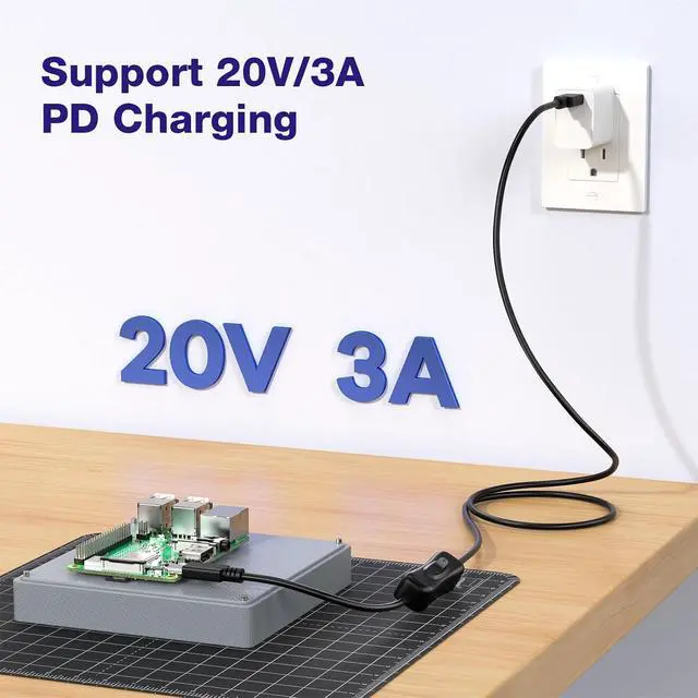 Alt view image 6 of 7 - AJMRTC 3.3FT USB Type-C to C Cable with On Off Switch, USB 3.1 Gen1 Full Function Extender Cord, 10Gbps Data, 4K Video & 20V 3A PD Charging Compatible with USB-C Laptop, Smartphone, Docking Hub