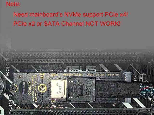 Alt view image 3 of 7 - AJMRTC M.2 NVMe PCIe 4.0 x4 to OCuLink SFF-8611 4i Adapter, NVMe to SFF-8612 Converter Card, Forward Insert Design, Full Bandwidth for External eGPU & High Speed NVMe SSD Expansion