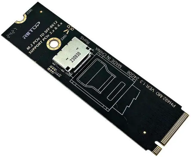 Alt view image 4 of 7 - AJMRTC M.2 NVMe PCIe 4.0 x4 to OCuLink SFF-8611 4i Adapter, NVMe to SFF-8612 Converter Card, Forward Insert Design, Full Bandwidth for External eGPU & High Speed NVMe SSD Expansion
