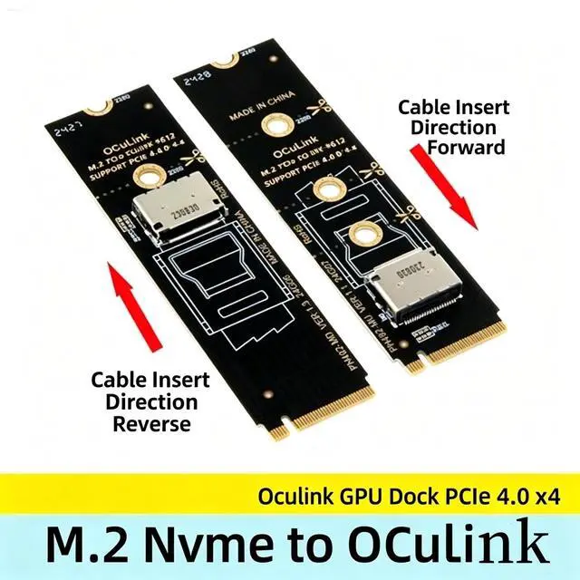 Alt view image 7 of 7 - AJMRTC M.2 NVMe PCIe 4.0 x4 to OCuLink SFF-8611 4i Adapter, NVMe to SFF-8612 Converter Card, Forward Insert Design, Full Bandwidth for External eGPU & High Speed NVMe SSD Expansion