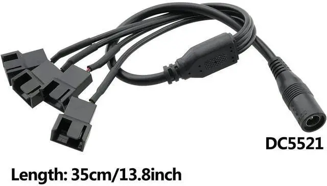 Alt view image 4 of 6 - AJMRTC 36W 3-12V 3A PC Fan Speed Controller Power Supply, 100-240V AC-DC Variable Adapter 4 Channel Fan Control, DC to 4 Way 3Pin 4Pin Fan Splitter Cable for PC Case Cooling Fans Radiator
