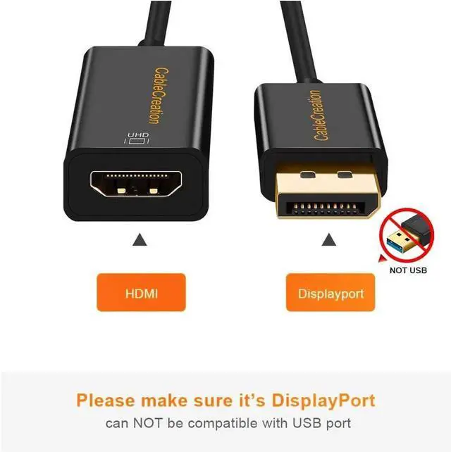 Alt view image 2 of 7 - DisplayPort to HDMI Adapter 4K 60Hz UHD 15CM, DP 1.2 HDMI Audio Converter, Multi Monitor Eyefinity Supported, HDCP Compatible for Laptop GPU Gaming Card Desktop Monitor, DP-HDMI Adaptor