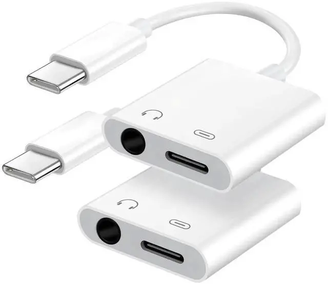 Main image of AJMRTC 2Pack USB C to 3.5mm Headphone Jack Charging Adapter, 2-in-1 Type C Audio Splitter Aux Dongle for iPhone 15/16/17 Pro Max, iPad, Samsung, Pixel USB-C Phones & Tablets