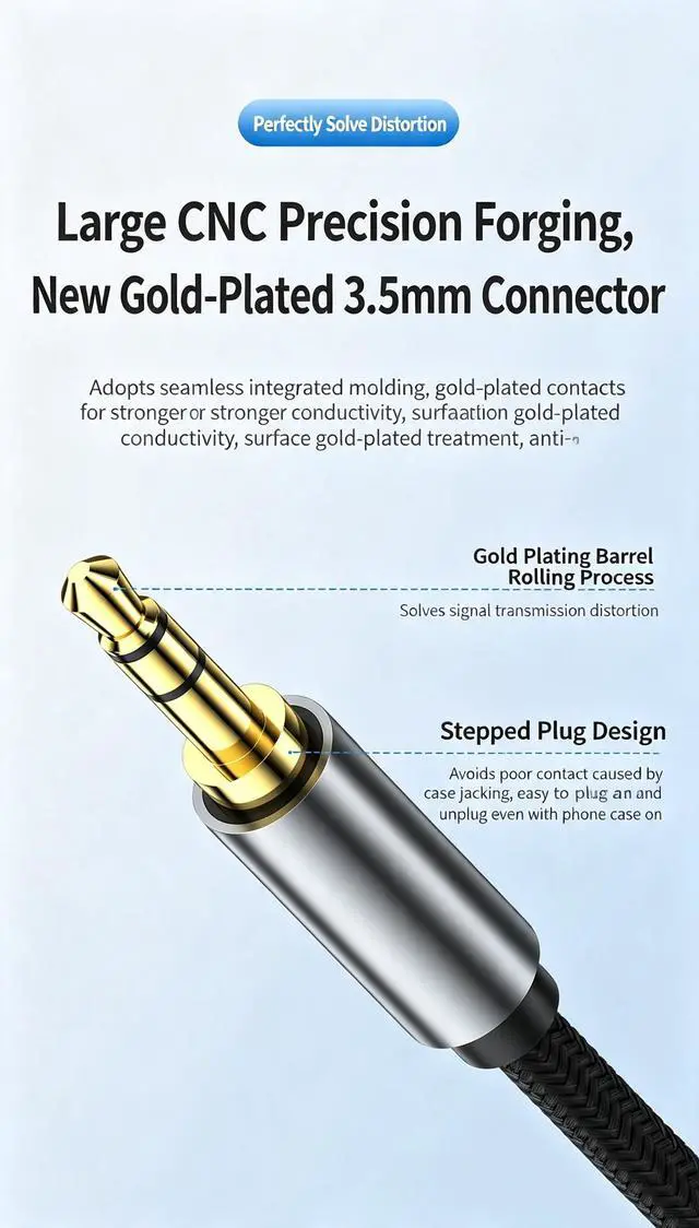 Alt view image 6 of 7 - AJMRTC Braided USB-C to 3.5mm AUX Audio Cable 0.5M (1.64FT), Male to Male Hi-Fi Stereo Aux Cord Noise Isolation, Compatible with iPhone15/16 Samsung Phone Laptop PC Car Stereo Sound Box Headphone Amp