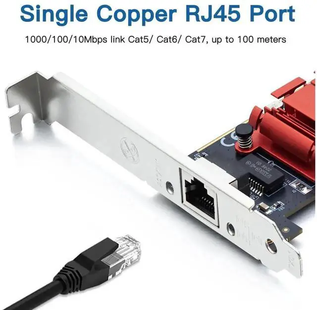 Alt view image 3 of 7 - AJMRTC PCIe x1 Gigabit Ethernet NIC Intel I210 Chip, Single RJ45 Port Low Profile Network Card, Equivalent to Intel I210-T1 for Windows Server Linux Desktop Server