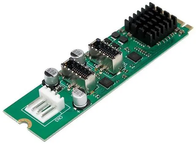 Alt view image 2 of 6 - AJMRTC M.2 NVMe to Dual USB 3.1 Type-E Front Panel Adapter, ASM3142 Controller PCIe 3.0 x4, 10Gbps Per Port, USB-C Front Header Expansion Card for Desktop & Industrial Computer