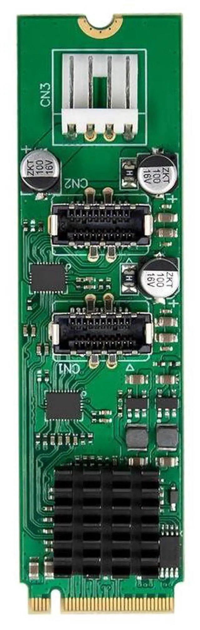 Alt view image 3 of 6 - AJMRTC M.2 NVMe to Dual USB 3.1 Type-E Front Panel Adapter, ASM3142 Controller PCIe 3.0 x4, 10Gbps Per Port, USB-C Front Header Expansion Card for Desktop & Industrial Computer