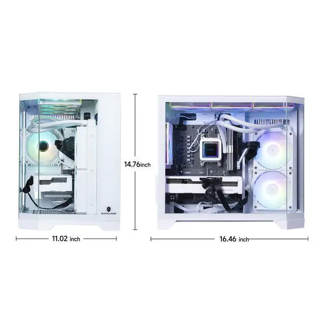 Alt view image 4 of 7 - ICEWOLF white Gaming Desktop PC , Ryzen5 9600X, Radeon RX 9060XT 16G,16GB DDR5 1TB NVMe SSD, 650W GOLD PSU, Wi-Fi,360 Liquid Cooler,ARGB Fans,Windows 11 Home 64-bit ,Prebuilt Gaming Pc New computer