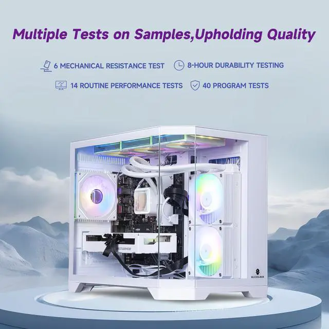 Alt view image 3 of 7 - ICEWOLF white Gaming Desktop PC , Ryzen5 9600X, Radeon RX 9060XT 16G,16GB DDR5 1TB NVMe SSD, 650W GOLD PSU, Wi-Fi,360 Liquid Cooler,ARGB Fans,Windows 11 Home 64-bit ,Prebuilt Gaming Pc New computer