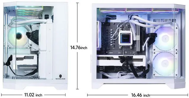 Alt view image 3 of 7 - ICEWOLF Gaming Desktop PC , Ryzen7 5700X, Radeon RX 9060XT , 16GB DDR4,1TB NVMe SSD, 550W PSU, AIO liquid cooler,Wi-Fi,ARGB Fans , Windows 11 Home 64-bit ,Prebuilt Gaming Pc New