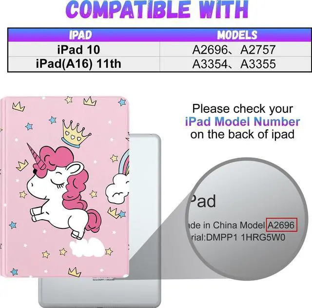 Alt view image 2 of 5 - Uppuppy for iPad 10th Generation Case 10.9 Inch, for iPad 11th(A16) 2025 Girls Cute Kids Women Folio Cover with Pencil Holder Cartoon Design Girly Kawaii Tablet Cases for Apple 10/11