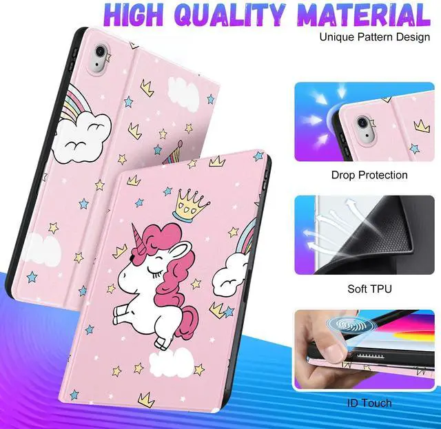 Alt view image 3 of 5 - Uppuppy for iPad 10th Generation Case 10.9 Inch, for iPad 11th(A16) 2025 Girls Cute Kids Women Folio Cover with Pencil Holder Cartoon Design Girly Kawaii Tablet Cases for Apple 10/11