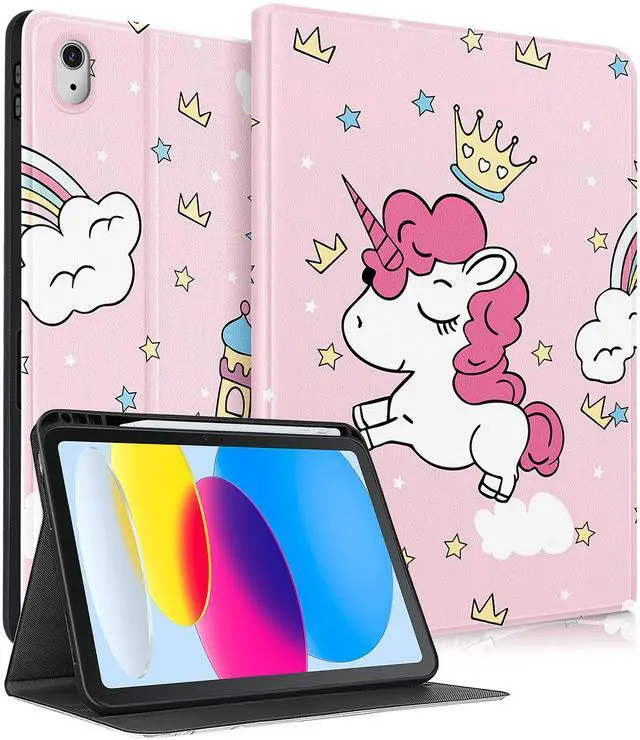 Main image of Uppuppy for iPad 10th Generation Case 10.9 Inch, for iPad 11th(A16) 2025 Girls Cute Kids Women Folio Cover with Pencil Holder Cartoon Design Girly Kawaii Tablet Cases for Apple 10/11