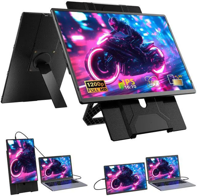 Main image of Ygretyrjh 16.1" Laptop Screen Extender, 1200P FHD Portable Monitor for Laptop, 360° Rotating, Plug & Play, Detachable Stand, Height Adjustable, Seamless Frame, Travel Monitor for Mac/OS/Win/Chrome/Dex