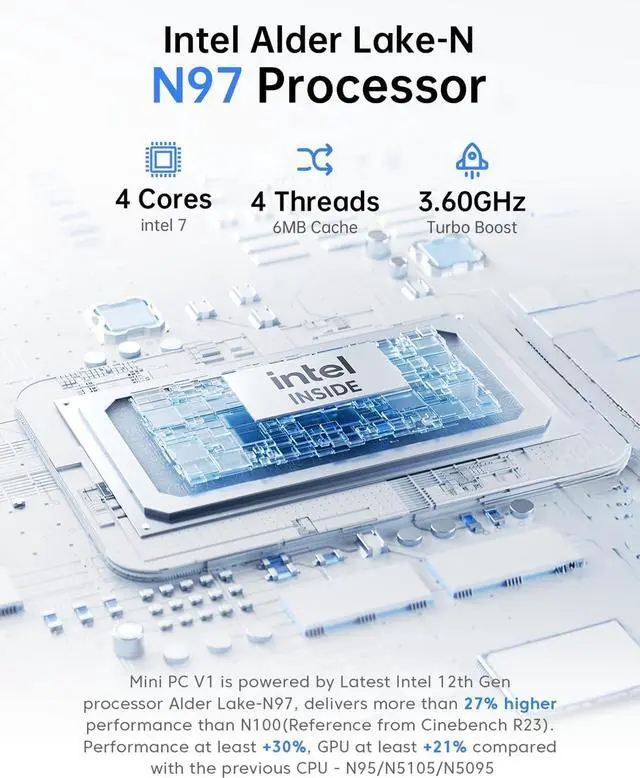 Alt view image 3 of 5 - ACEMAGIC Mini Pc 11 Pro, Processor N97 (Beat N100/N95/N150) up to 3.6 GHz Mini Computers, 16GB DDR4 256GB SSD, 4K Dual Display WiFi BT VESA Micro Small Pc for Business and Home, Mini Desktop
