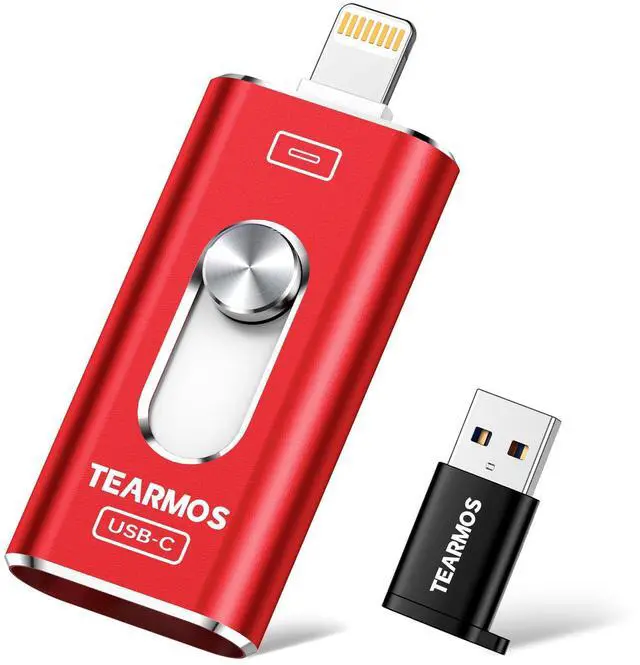 Main image of TEARMOS 256GB Photo Stick for iPhone Flash Drive, Memory Stick Phone Storage for Photos and Videos Files Backup, Compatible with iPhone iPad Android PC, Plug & Play, No App Required (Red)