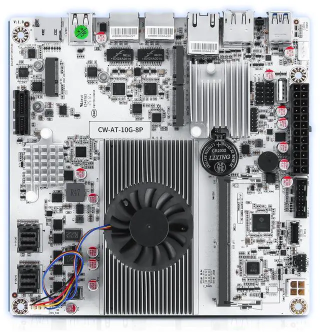 Alt view image 4 of 5 - StoneStorm 8-Bay NAS Mini-ITX Motherboard with fan, 10GB AQC113C NIC, Dual 2.5GbE port, DDR5 MAX 48G, Dual M.2 NVMe 2280, PCI-E x4, Type-C 10Gbps, Dual 4K Display, TF slot (N305 with 2 SFF-8643 cable)