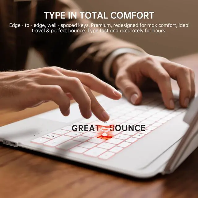 Alt view image 5 of 5 - GUSGU SplitFolio Detachable iPad Air 11 Inch (M3/M2,2025/2024), 10.9" iPad Air 5th/4th, 11" iPad Pro 4/3/2/1 Keyboard Case with Kickstand, 360° Rotation, Up-Down Lift Protective Case for iPad, White