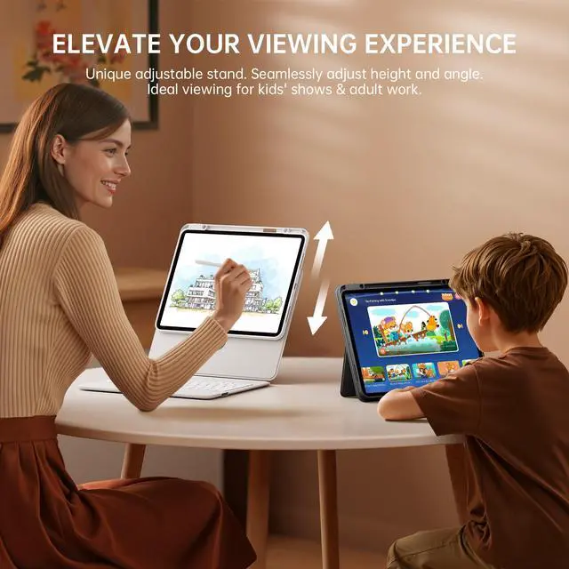 Alt view image 2 of 5 - GUSGU SplitFolio Detachable for 2024 iPad Pro 11-in.(M4) Keyboard Case with Kickstand, 360° Rotation & Up-Down Lift Protective Case, Supports Native Gestures, White