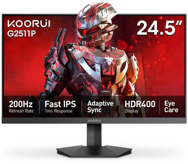 Main image of KOORUI 24.5" Gaming Monitor, 200Hz FHD 1080p IPS Display, 1ms, HDR400, 90% DCI-P3, Adaptive Sync, HDMI & DisplayPort, Black (G2511P)