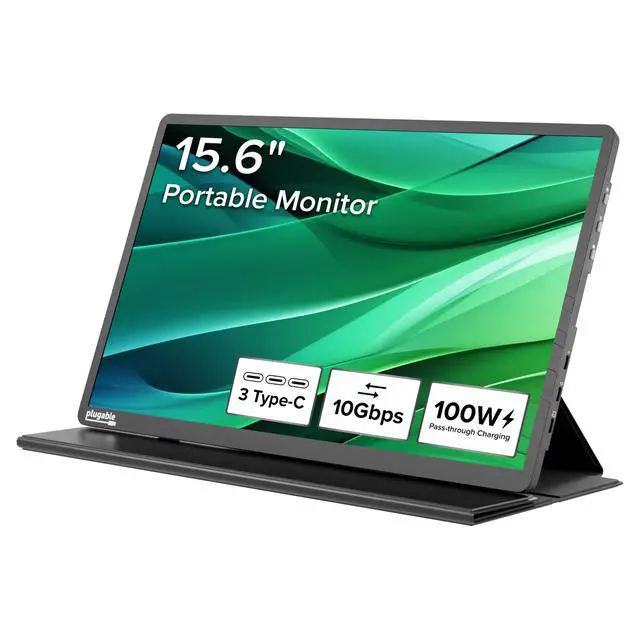 Alt view image 2 of 5 - Plugable USB C Portable 15.6" FHD Monitor & Universal Tablet Stand Bundle: 100W PD Pass-Through, 360 Rotating Stand for Phones & Tablets up to 12.9"