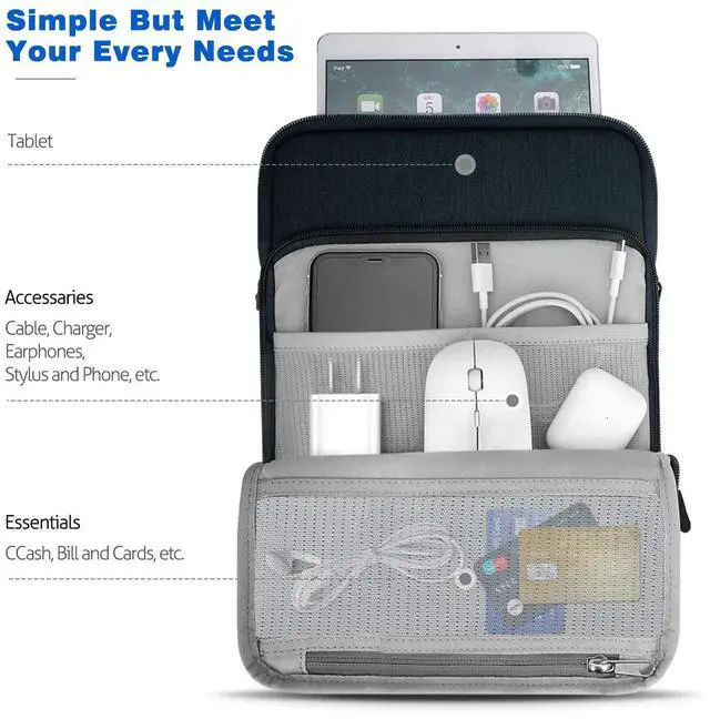 Alt view image 3 of 5 - Dadanism 13 Inch Tablet Sleeve Shoulder Bag Carrying Case for iPad Pro 13" M4 2024, iPad Air 13" 2024, iPad Pro 12.9" M2, Galaxy Tab S10+ Plus/S9 FE+/S9+ Plus 12.4", reMarkable Paper Pro 11.8", Indigo