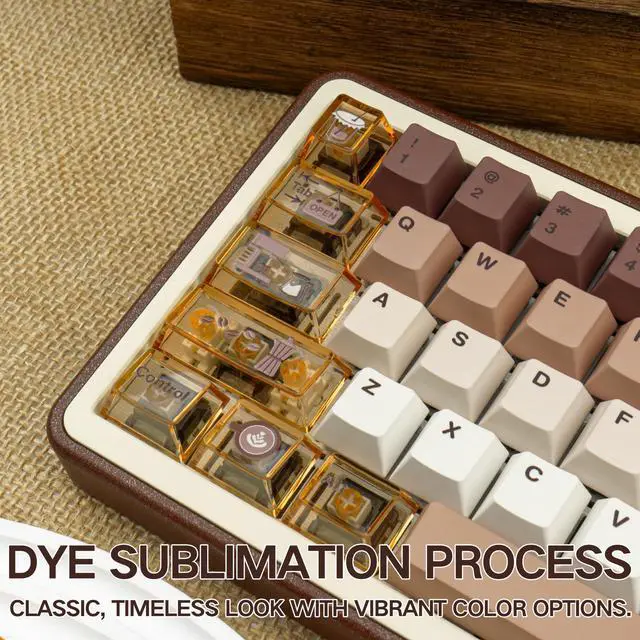 Alt view image 3 of 5 - COOMICKEY PC+ PBT Keycaps 60 75 100 Percent Cherry Profile, 171 Key Custom Key Cap Dye Sub Keycaps Set Minimalist Style, Universal Compatiability for Cherry Gateron MX Switches Keyboard Coffee Theme