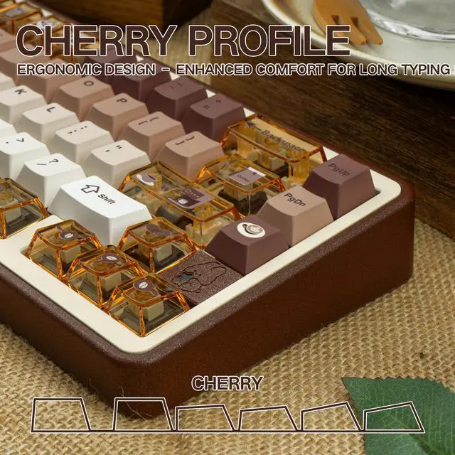 Alt view image 4 of 5 - COOMICKEY PC+ PBT Keycaps 60 75 100 Percent Cherry Profile, 171 Key Custom Key Cap Dye Sub Keycaps Set Minimalist Style, Universal Compatiability for Cherry Gateron MX Switches Keyboard Coffee Theme
