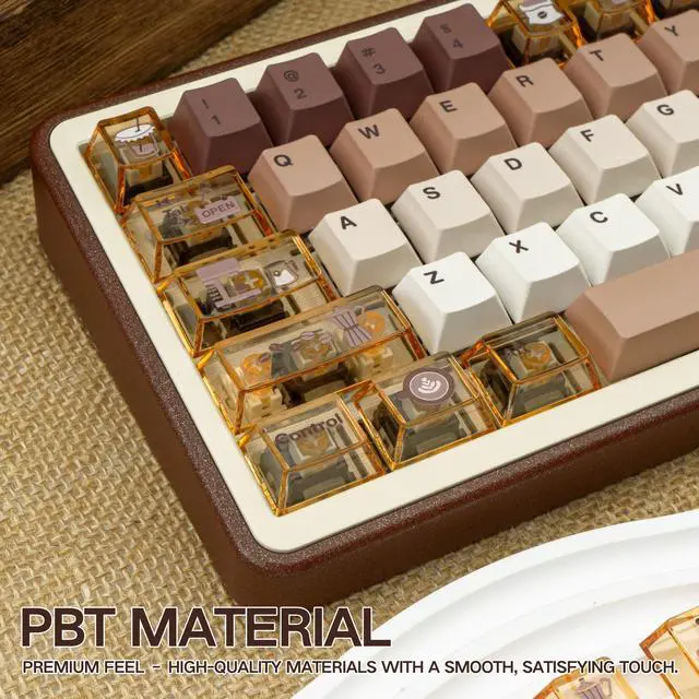 Alt view image 5 of 5 - COOMICKEY PC+ PBT Keycaps 60 75 100 Percent Cherry Profile, 171 Key Custom Key Cap Dye Sub Keycaps Set Minimalist Style, Universal Compatiability for Cherry Gateron MX Switches Keyboard Coffee Theme