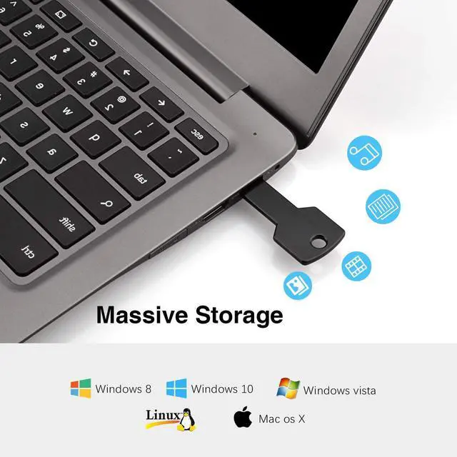 Alt view image 4 of 5 - K&ZZ Key Shaped USB Flash Drive 5 Pack 32GB USB 2.0 Metal Thumb Drives Memory Stick Flash Drive Key (Black, Blue, Pink, Gold, Silver)