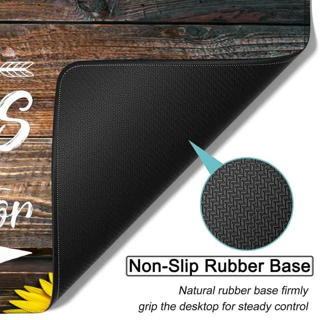 Alt view image 3 of 5 - Large Gaming Mouse Pad, 31.5x11.8 in Extended Computer Mouse Mat with Non-Slip PU Base, Ergonomic Memory Foam Keyboard Wrist Rest, for Work & Gaming, Sunflower Chaos Coordinator Office Desk Pad