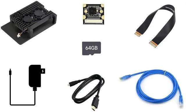 Main image of Waveshare Dual Camera Accessories, Compatible with Raspberry Pi 5, Bundle with 2pcs PI5-IMX219-120 Camera,TF Card 64GB, Power Supply and so on (7 Items)