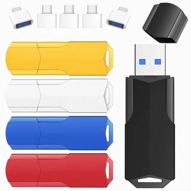 Main image of 16GB Flash Drives 5 Pack Wooolken USB 3.0 Thumb Drives with USB C Adapters and Lanyards,Memory Sticks for Data Storage