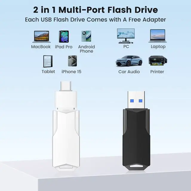 Alt view image 3 of 5 - 16GB Flash Drives 5 Pack Wooolken USB 3.0 Thumb Drives with USB C Adapters and Lanyards,Memory Sticks for Data Storage