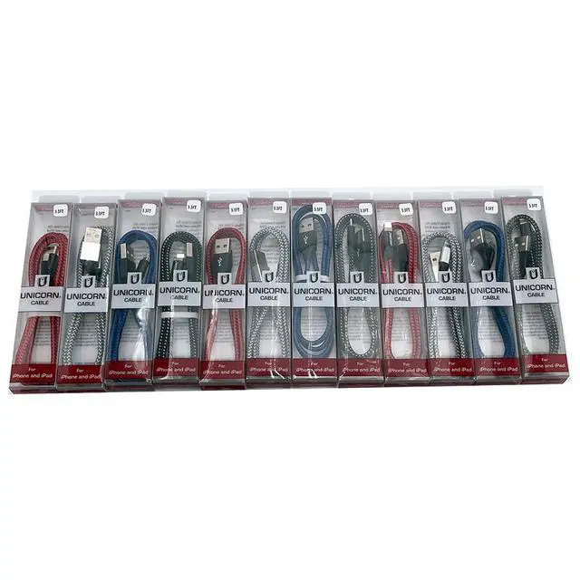 Alt view image 4 of 5 - Unicorn Trade 25 Packs Supreme USB Charging Cables Compatible with iPhone Series 14 or Earlier USB to 8-Pin Charge + Sync Data Braided Cable 3.3ft / 1m Wholesale Bulk Lot