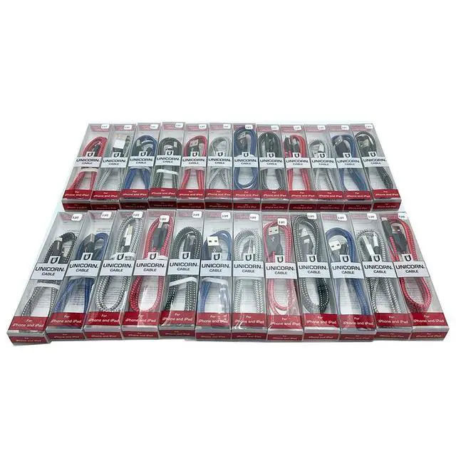 Alt view image 5 of 5 - Unicorn Trade 25 Packs Supreme USB Charging Cables Compatible with iPhone Series 14 or Earlier USB to 8-Pin Charge + Sync Data Braided Cable 3.3ft / 1m Wholesale Bulk Lot