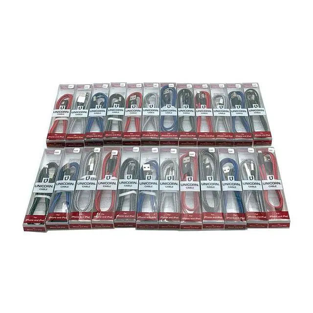 Alt view image 2 of 5 - Unicorn Trade 25 Packs Supreme USB Charging Cables Compatible with iPhone Series 14 or Earlier USB to 8-Pin Charge + Sync Data Braided Cable 3.3ft / 1m Wholesale Bulk Lot