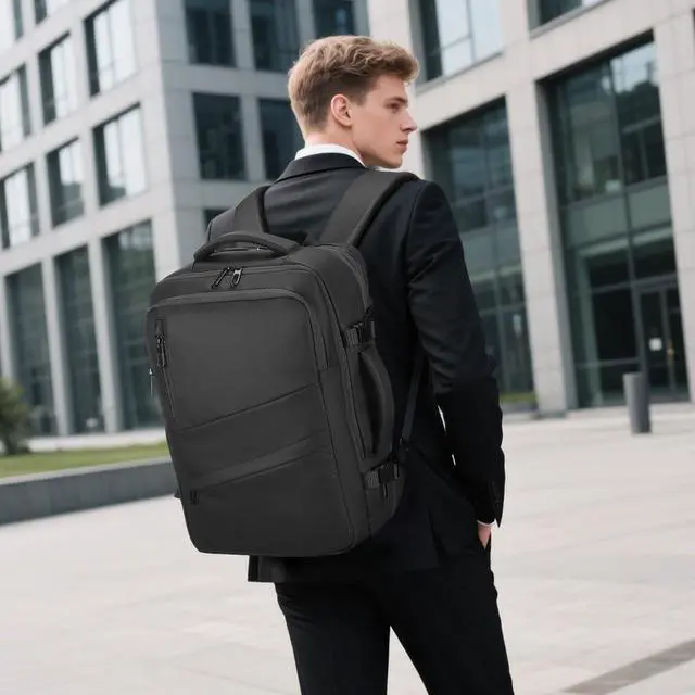 Alt view image 2 of 5 - SUIKIHUM Travel Carry on Backpack, 18.9" Flight Approved, Expandable Weekender Bag with Waterproof USB A/C Port, Equivalent to 18" Suitcase, Black