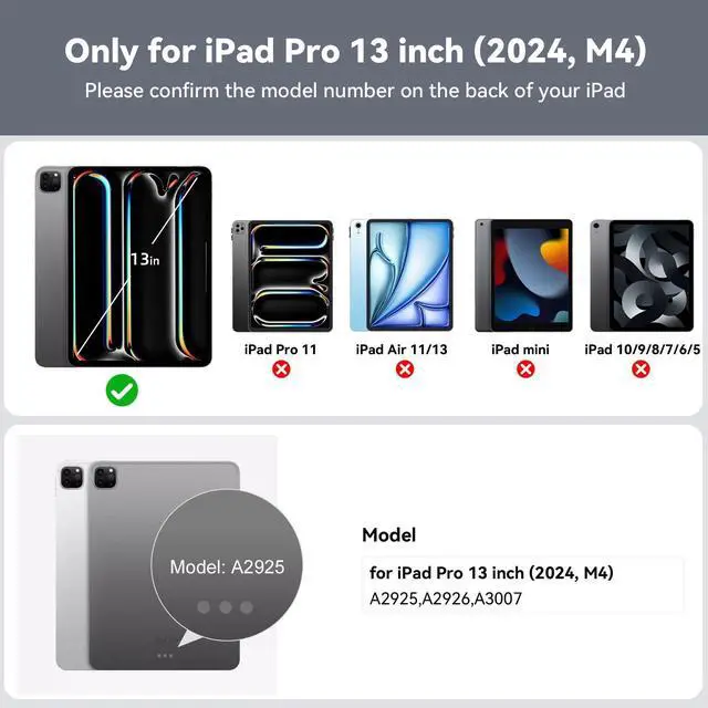 Alt view image 2 of 5 - Case with Keyboard for iPad Pro13 M4: Bluetooth Wireless Detachable Magnetic Stand Rechargeable Keyboard with Folio Slim Compact Removable Cover with Trackpad, White Backlit