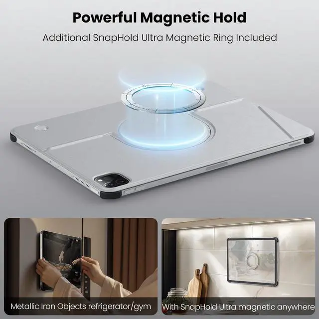 Alt view image 4 of 5 - Nillkin iPad Pro 11 inch (M4, 2024) Case with Detachable Keyboard, Adhesive Cover with Keyboard, Magic Trackpad, 7-Color Backlit, Adjustable Stand, Slim Magnetic Backplate with iPad Wall Mount - Gray