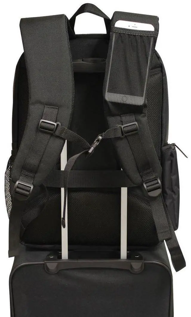 Alt view image 4 of 4 - Preferred Nation USB charging Solar Backpack with USB Charging Port  Fits 15.4 Laptop  Waterproof, Multiple Compartments, Power Bank Compatible  Durable 420D/1680D/600D Polyester  Black