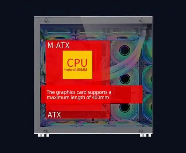 Alt view image 3 of 5 - ATX/Micro-ATX PC Case,Capable of Fitting 10 Fans,360MM RAD Support, Type-C Gaming PC Case, 270° Full View Tempered Glass Mid Tower, White (Fan Sold Separately)