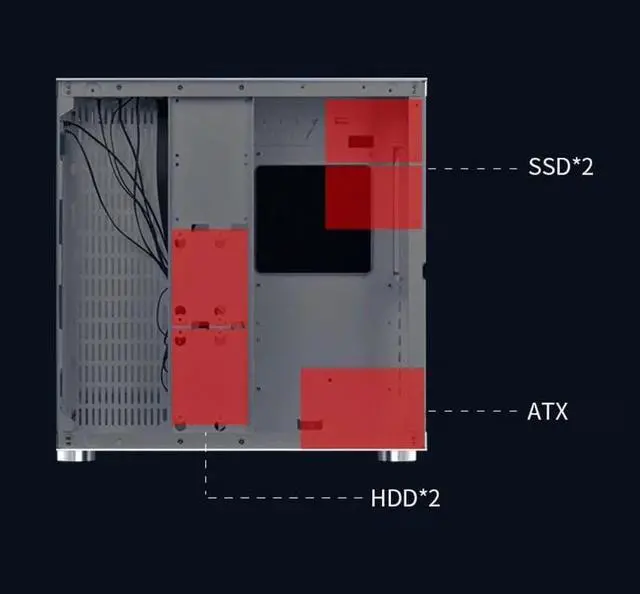 Alt view image 4 of 5 - ATX/Micro-ATX PC Case,Capable of Fitting 10 Fans,360MM RAD Support, Type-C Gaming PC Case, 270° Full View Tempered Glass Mid Tower, White (Fan Sold Separately)