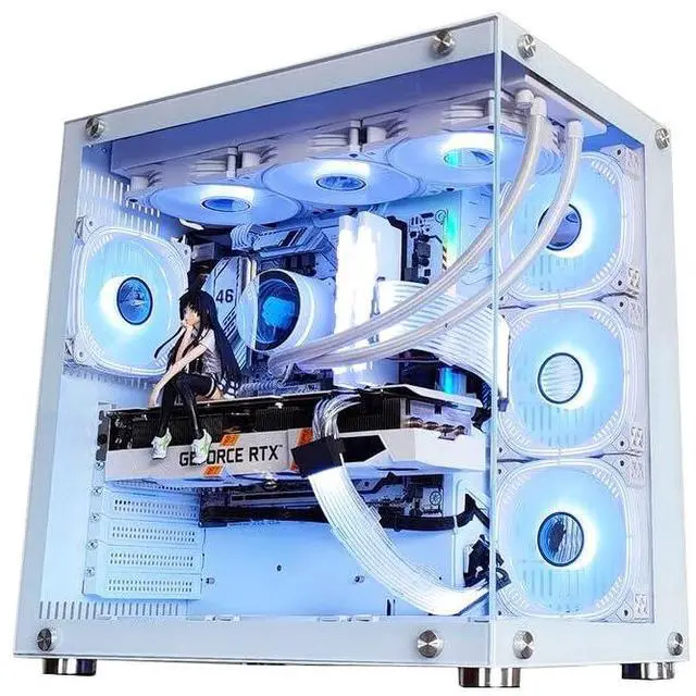 Main image of ATX/Micro-ATX PC Case,Capable of Fitting 10 Fans,360MM RAD Support, Type-C Gaming PC Case, 270° Full View Tempered Glass Mid Tower, White (Fan Sold Separately)