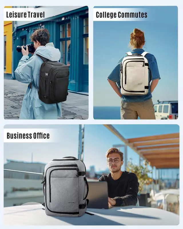 Alt view image 2 of 5 - LIGHT FLIGHT Travel Backpack Carry On Flight Approved TSA Friendly Backpack Water-resistant Lightweight Business Large Weekender Bag Casual Daypack 15.6" Laptop Backpack for Men Women,Black